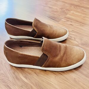FRYE Dylan Women's Brown Cognac Fashion Slip-on Leather Sneakers Size 7.5M Shoes